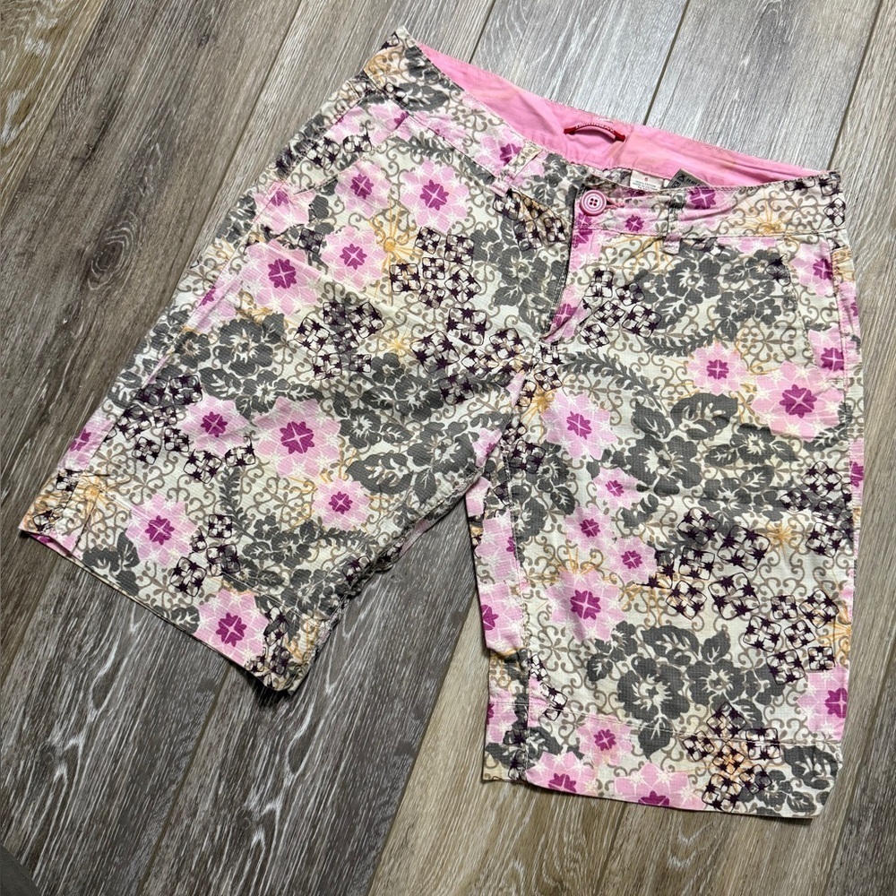 #4) UNIONBAY 100% cotton Floral Pink and Gray Shorts Size 5